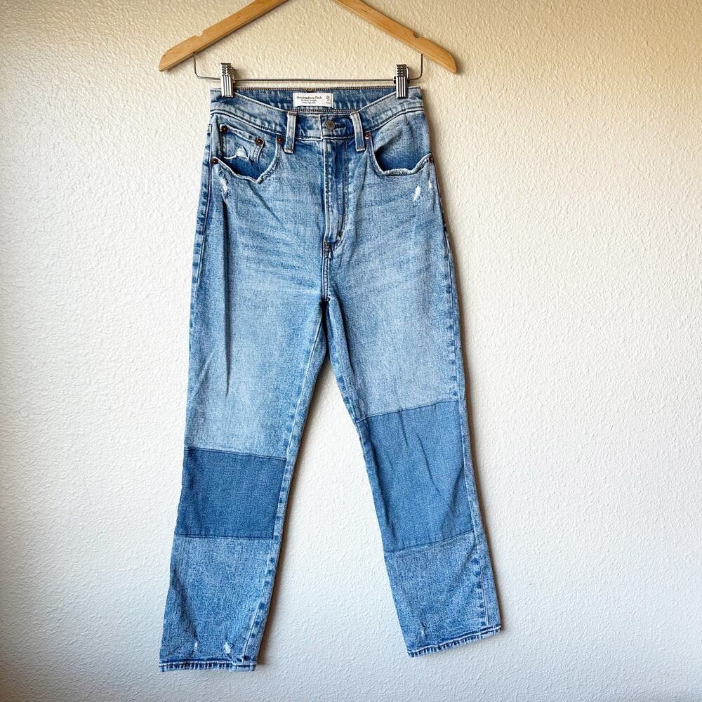 Abercrombie & Fitch Colorblock The Ankle Straight Ultra High Rise Jeans sz 26/2R